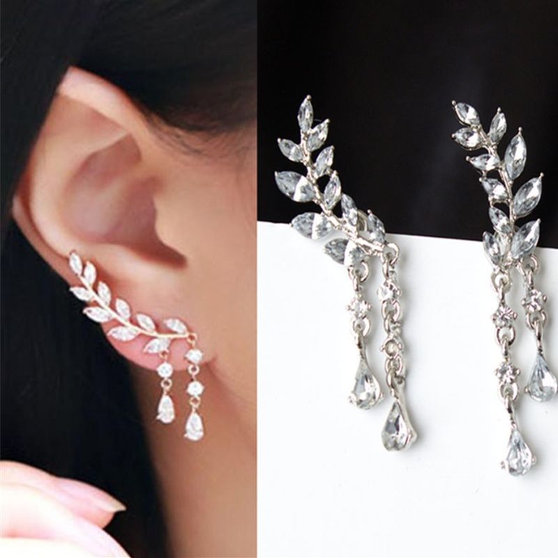 Women Tassel Wing Style Drop Earrings Fashion Cubic Jewelry