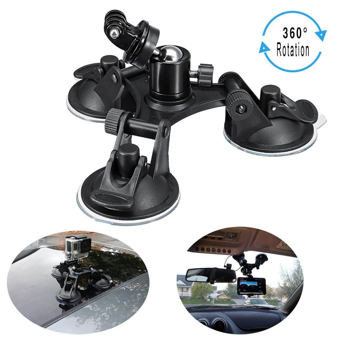 Triple Cup DSLR Camera Suction Mount For GoPro Hero 5/4/3 Car Holder Window Mount