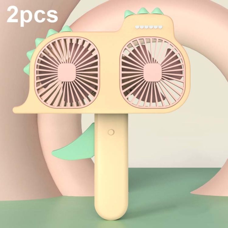 2pcs Mini Cartoon Manual Fan Unicorn Model Hand Holding Fan