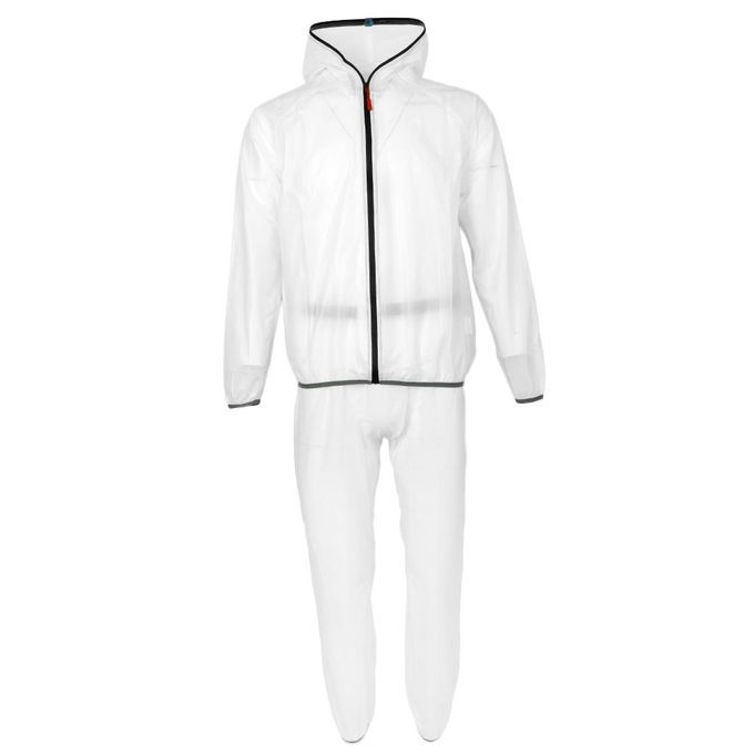 Unisex Cycling Rain Jacket & Trousers Windproof Rain Coat White L
