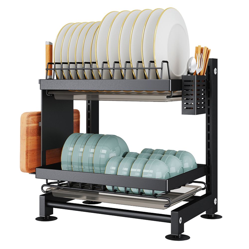 Height Adjustable Dish Drainer 2 Tier Large Dish Drying Rack