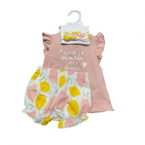Baby Girl Fruity Print 3pcs Set Peach