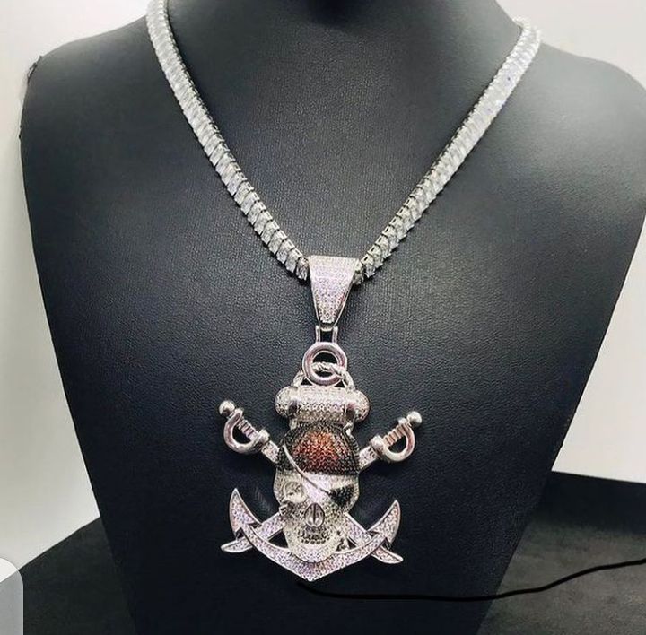 Iced 2 In 1 Set Of Long Tennis Cuban Chain With Pendant Silver