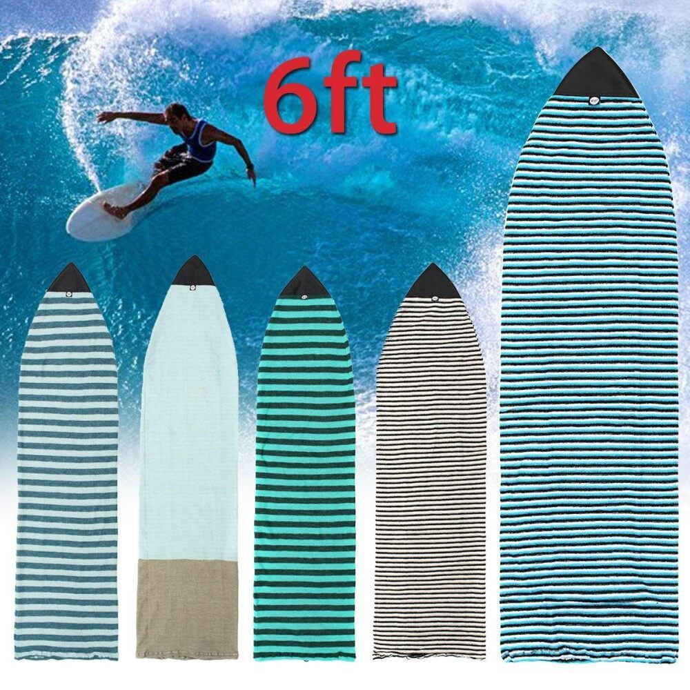 For 6'' Surf Board Longboard Funboard Socks Cover Storage Bag Protective Case Light Blue White Stripe