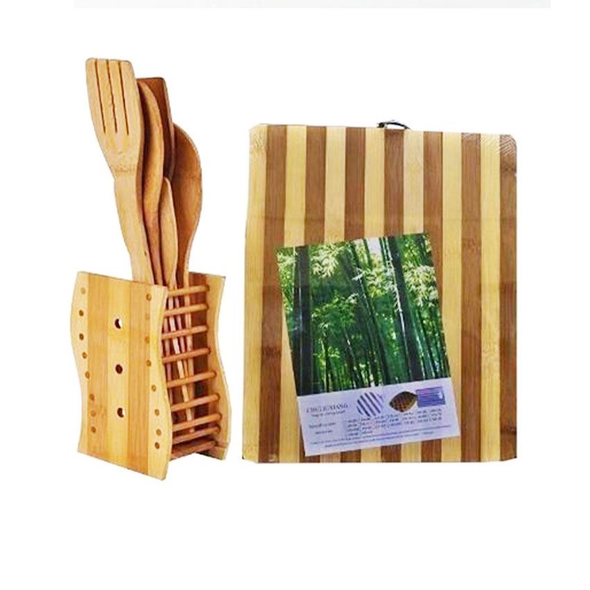Bamboo Chopping Board And Spoon Set