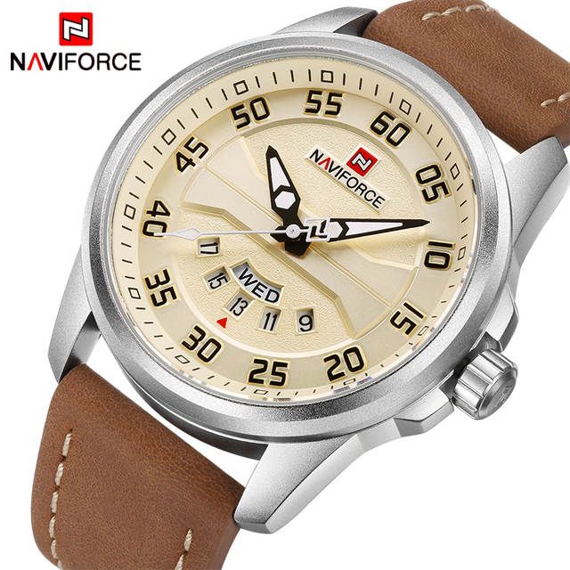 Brown Luxury Men's Leather Strap Wrist Watch