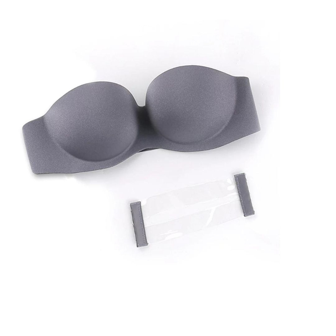 Push-Up Invisible Strapless Bra- Gray