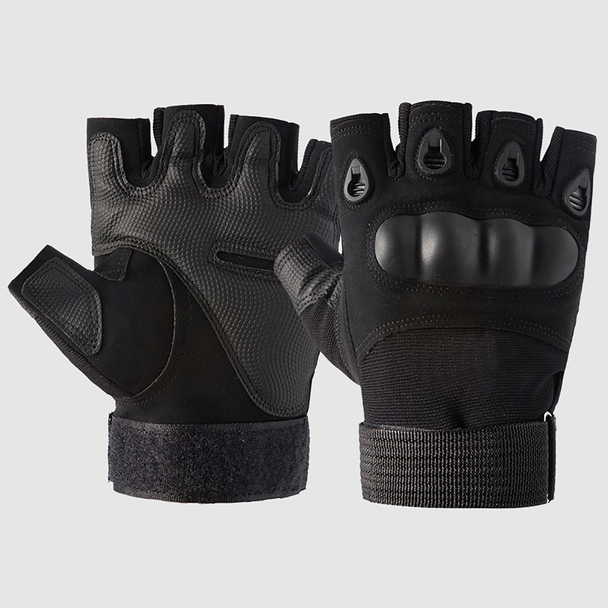 Fingerless Gloves With Hard Knuckle Anti-Slip Adjustable