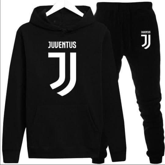Juventus Print  Black Hoodie And Jogger
