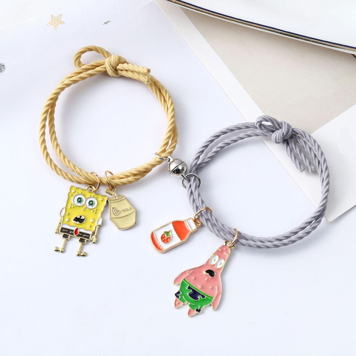 2pcs/set Best Friends Lover Couple Matching Charms Lets Cartoon Magnet Bell Let