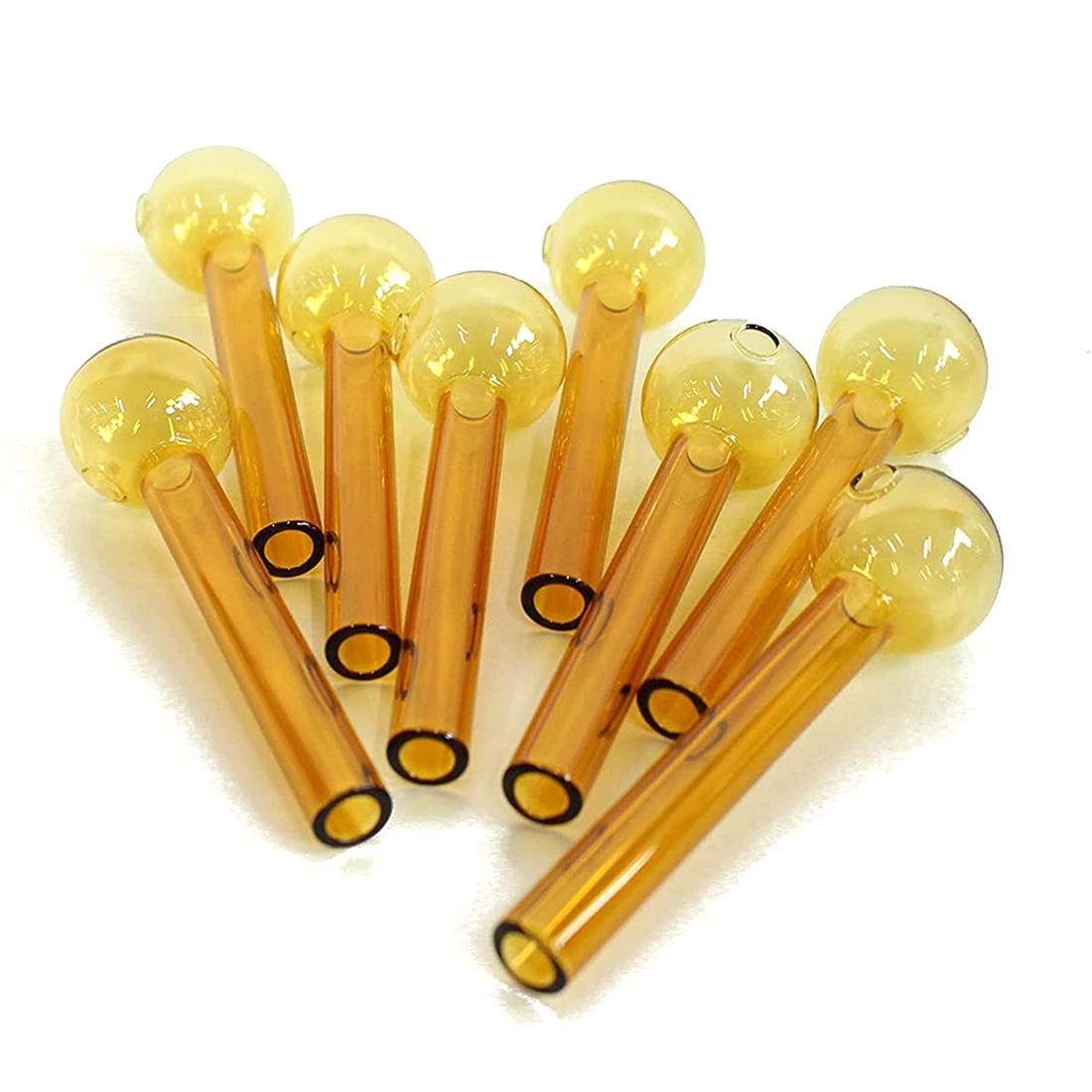 8 Pieces of Yellow Reusable Glass Oil Lamp Burners