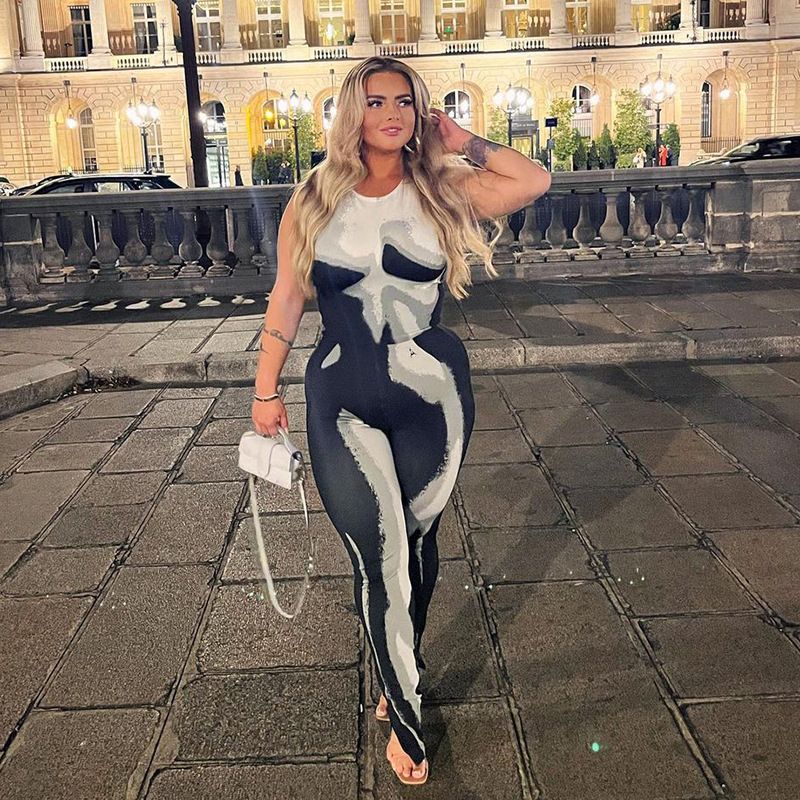 Two Piece Set Women Stunning Sleeveless O-neck Vest + High Waist Skinny Pants