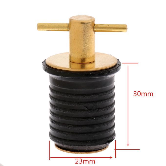 Brass & Rubber Boat Hull/Livewell/Baitwell Twist Drain Plug Turn-tite