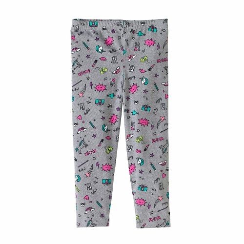 Girls LOL Print Leggings- Grey