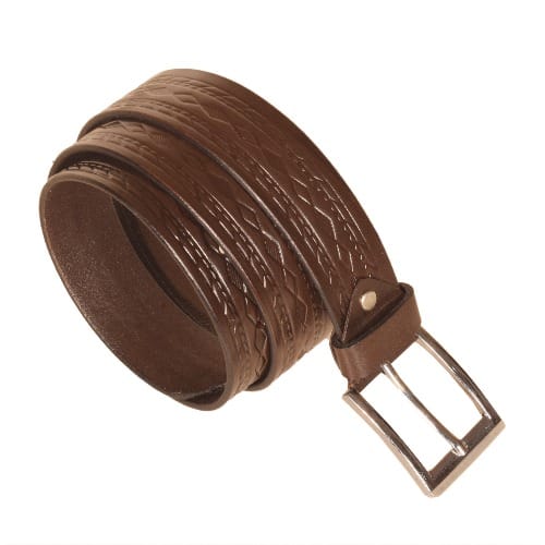 Men's Pattern Leather Belt- Brown