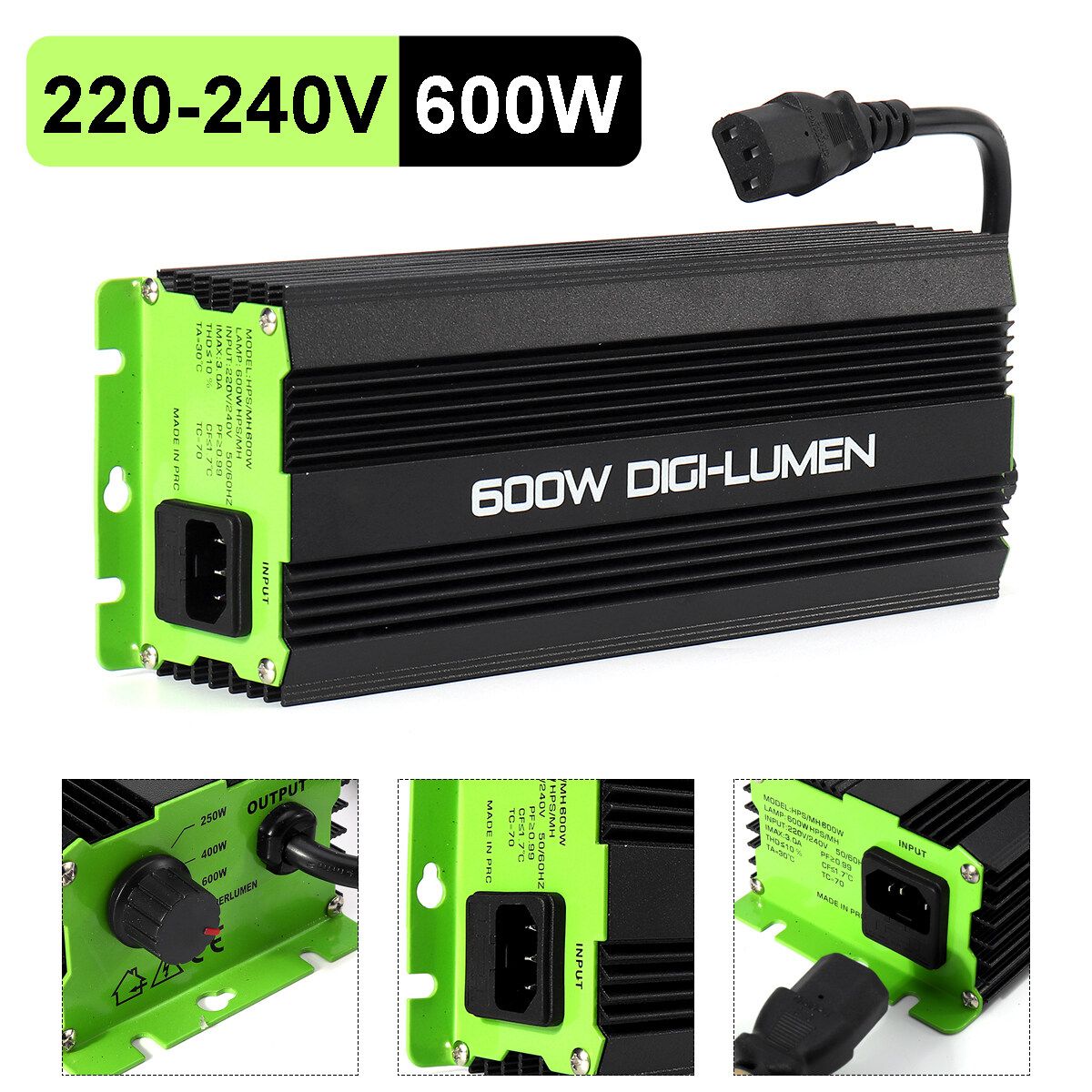 600W Horticulture Electronic Watt Dimmable Digital Grow Light Ballast For MH HPS