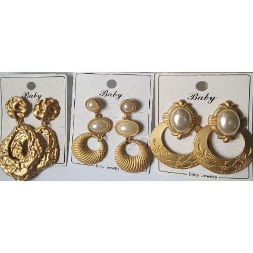 Earring Set -3 Pairs - Gold