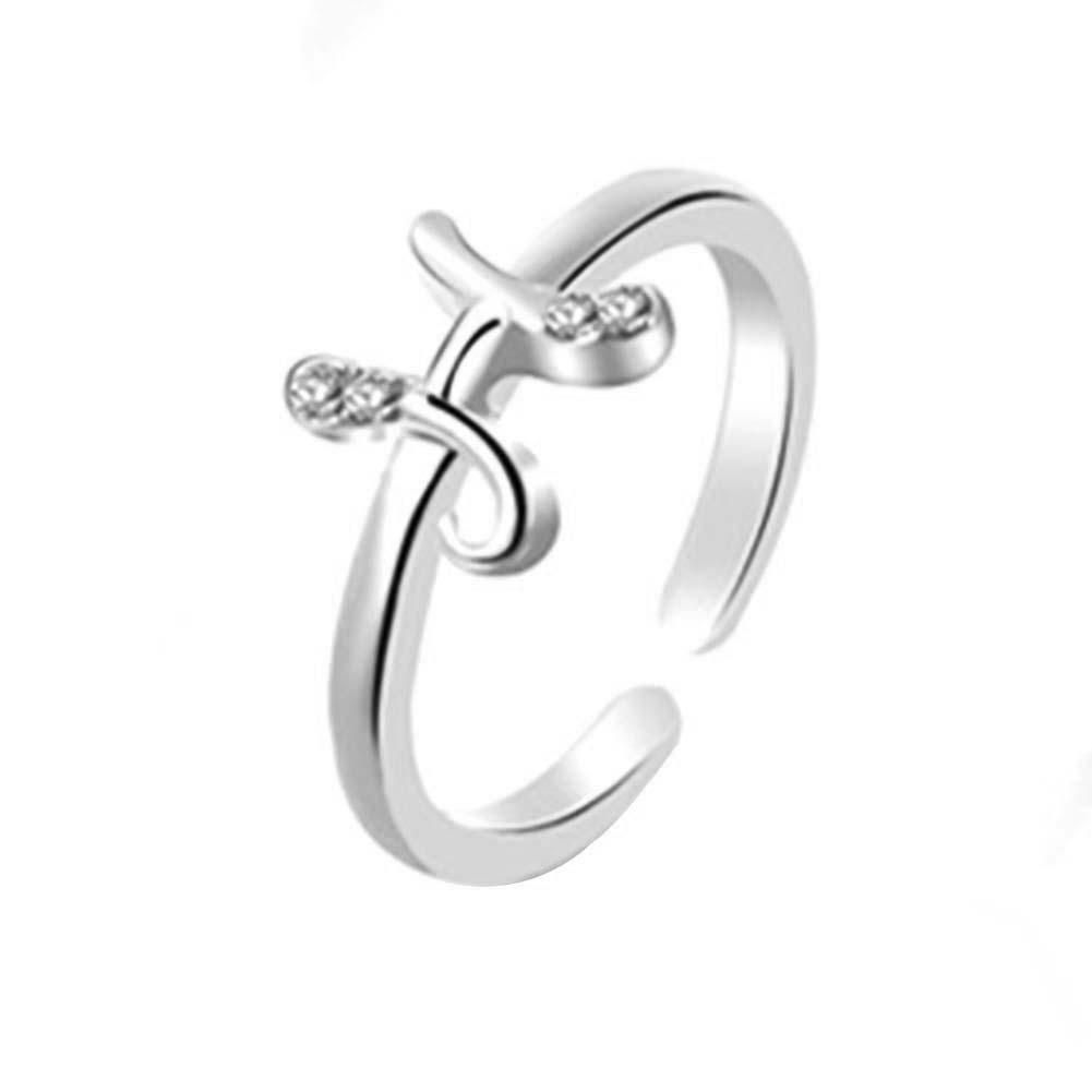Fashion Simple 26 Letter Rhinestone Inlaid Opening-Silver