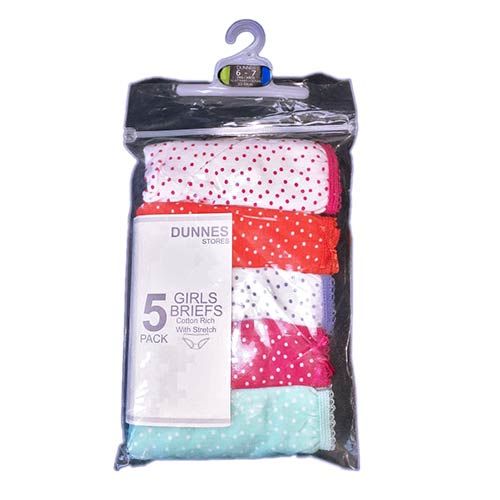 5 Pack Cotton Briefs For Girls Multi
