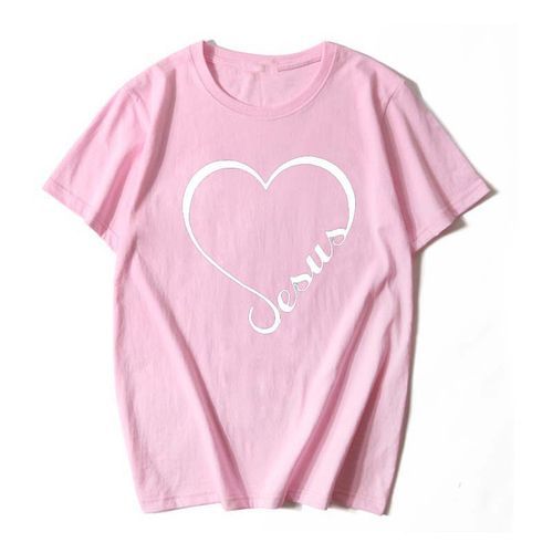 New FashionT-shirt Love Short-sleeved Couple  Round Neck Polo-pink