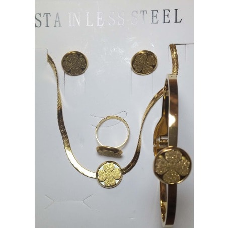 Jewelry Set - Necklace - Earring - Bangle & Ring - Gold