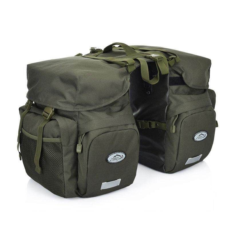Cycling Bike Bicycle Rear Rack Seat Trunk Saddle Storage Pannier Waterproof Pouch Bag Military Green {50L}