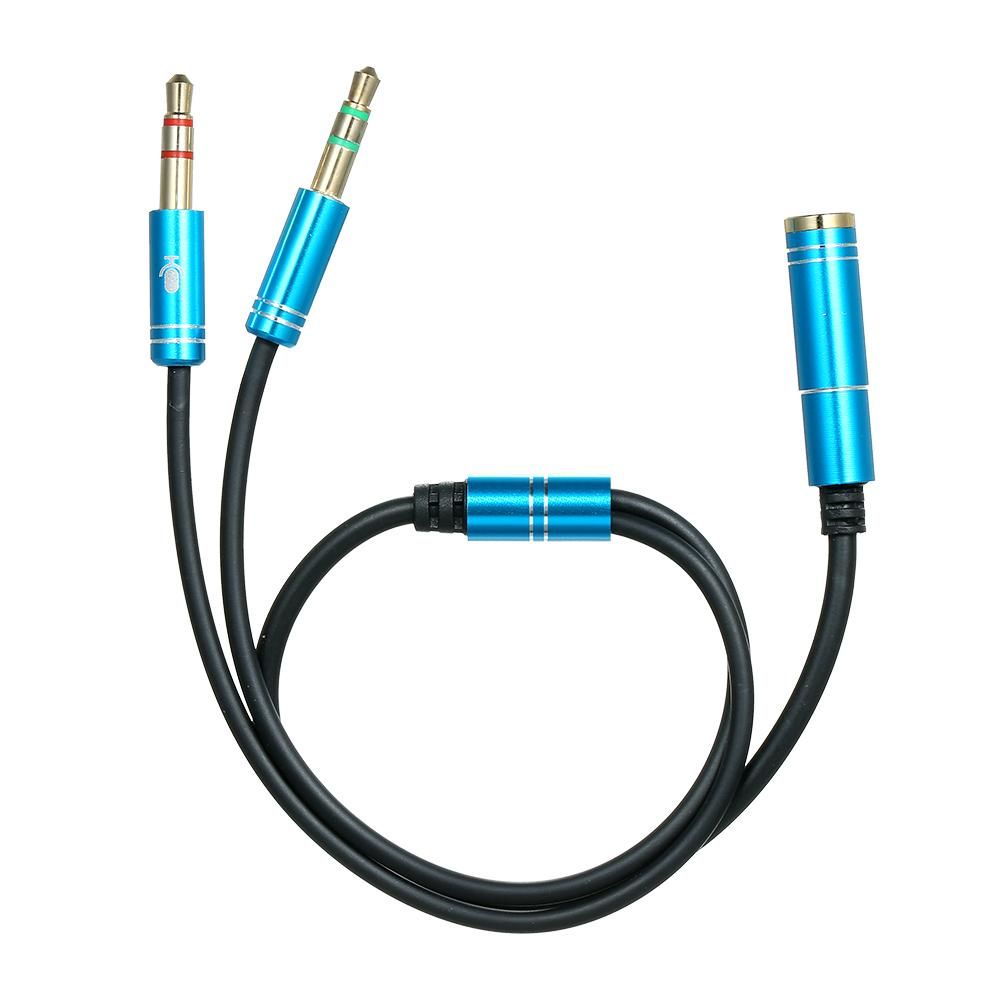 3.5mm Female to Dual 3.5mm TRS Male Audio Cable Headphone Splitter 3.5mm Y Splitter Gaming Headset to PC Laptop Adapter, Blue