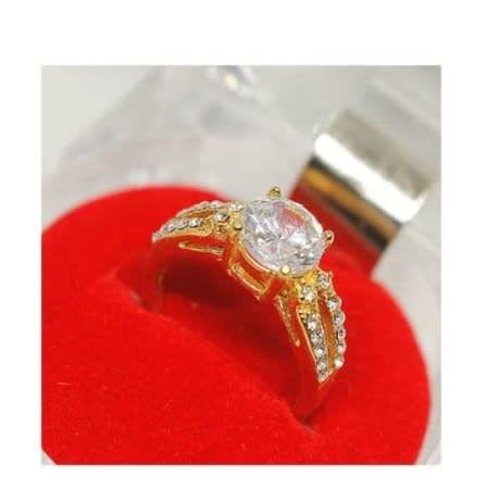 Ladies Stoned Engagement Ring - Gold
