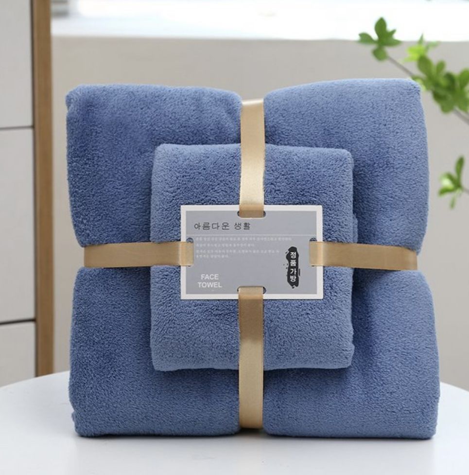 Big And Small 2-in-1 Absorbent Towel-- Dark Blue