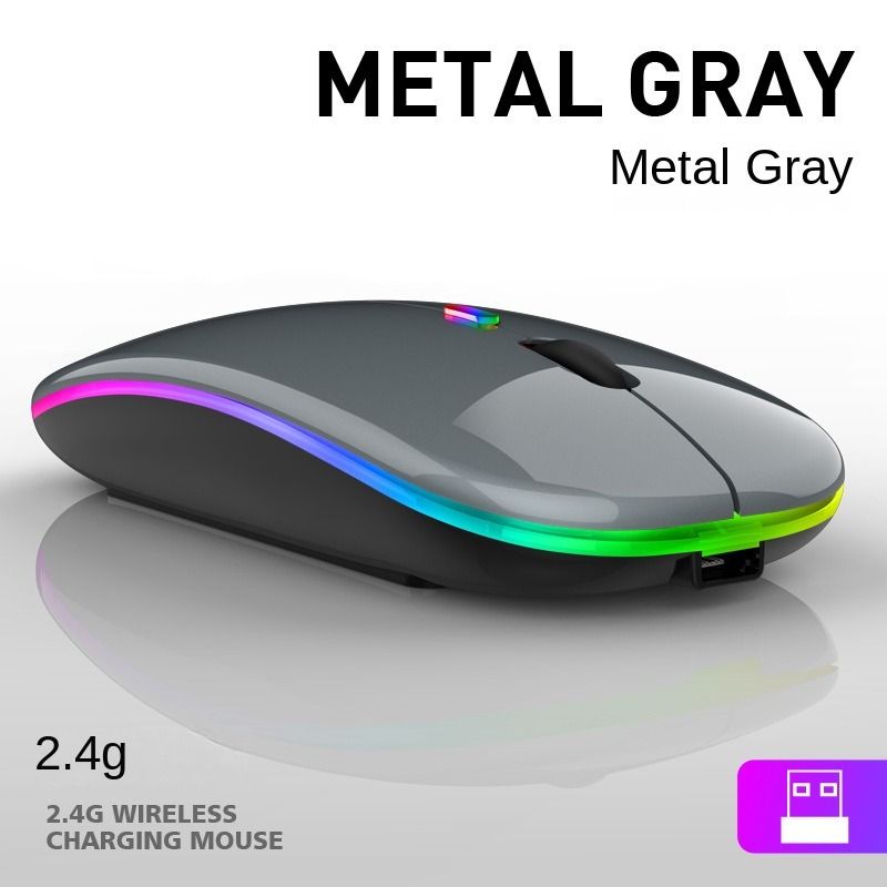 Gray X1 2.4GHz LED Wireless Rechargeable Mouse