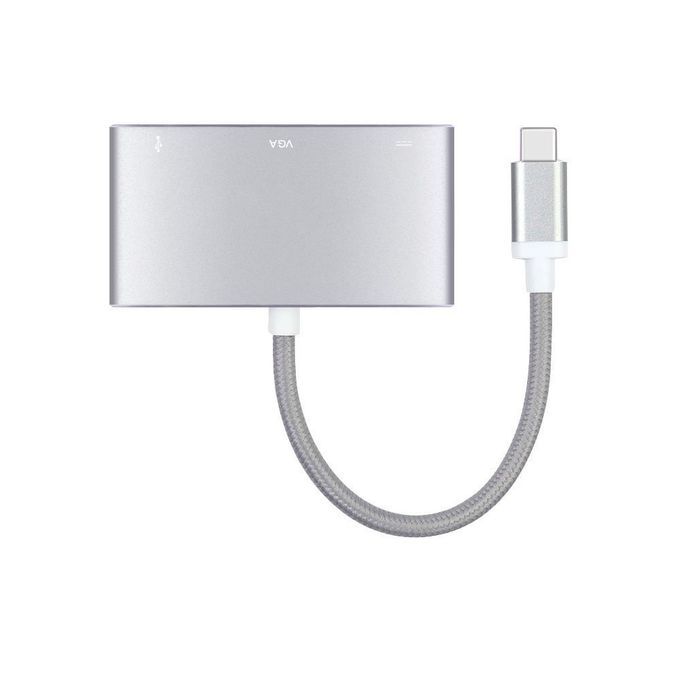 USB 3.1 Type-C To VGA /USB 3.0/Type C Adapter Converter For The New Macbook 12 Inch Laptop, Google New Chromebook Pixel And Other USB 3.1 Type C Supported Devices(Silver)