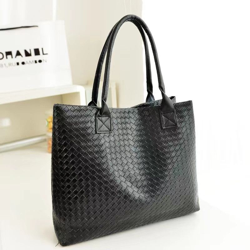 Women's Bag Tote Bag Handbag Pure Black Woven Pattern Underarm Bag