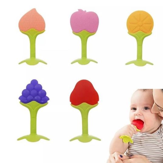 1-piece Baby Handfit Fruit Shaped Silicone Teether