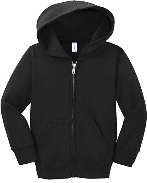 Children's Zip Up Hoodie- Black