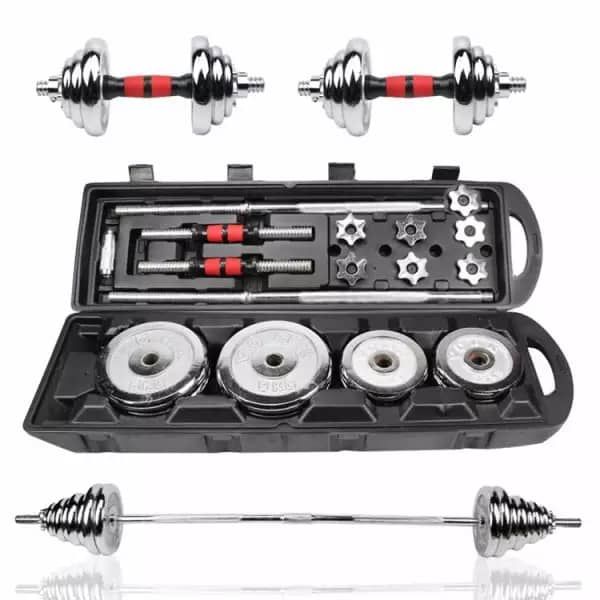 50KG Boxed Chrome Barbell With Dumbbell Set