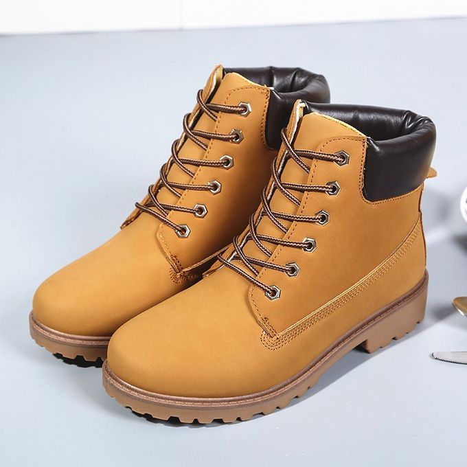 Women Shoes Martin Boots Shoes Ladies Shoes PU Leather Boots Yellow