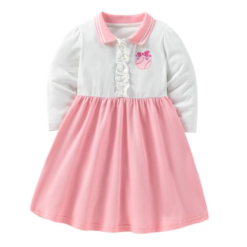 Cross-border direct supply children polo skirt autumn new cotton pleated skirt cute cartoo