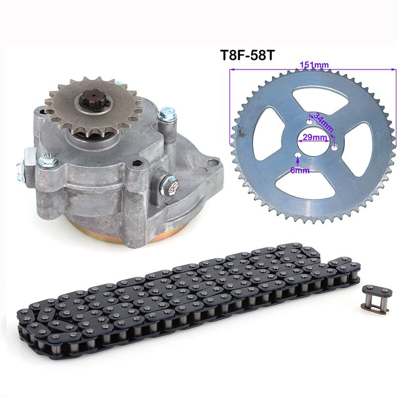 T8F Clutch Drum Gear Box Sprocket With Chain For 33cc 43cc 49cc Ty Rod II Go Kart Mini Moto Dirt Bike Scooter Xtreme ATV Buggy Dark Grey