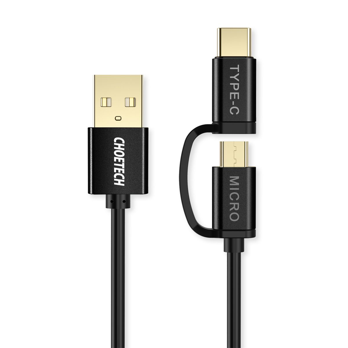 2-in-1 Usb-A To Type-c + Micro Spring PVC Cable