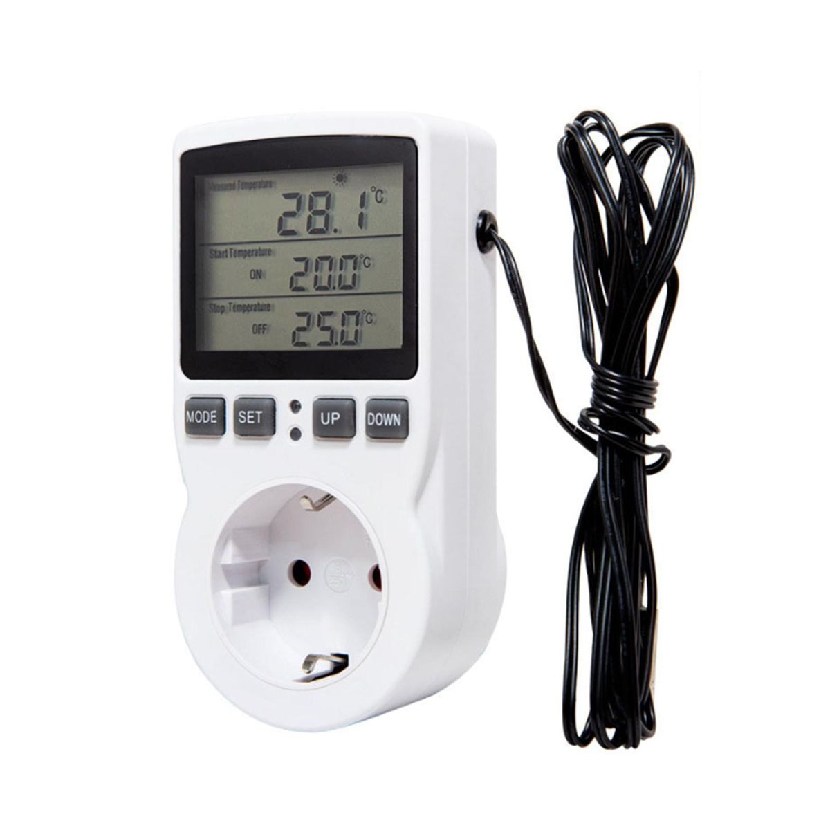 Digital Thermostat Controller for Terrarium Aquarium Reptiles Temperature Controlled Outlet with Timer and Probe for Greenhouse Seed Germination Incubator Refrigerator