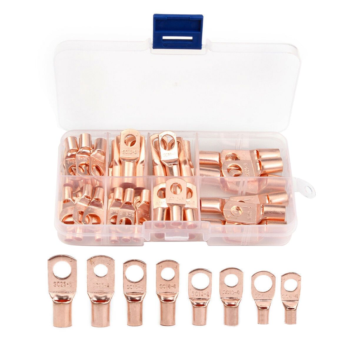 140Pcs Wire Terminals Copper Battery Terminals Yellow
