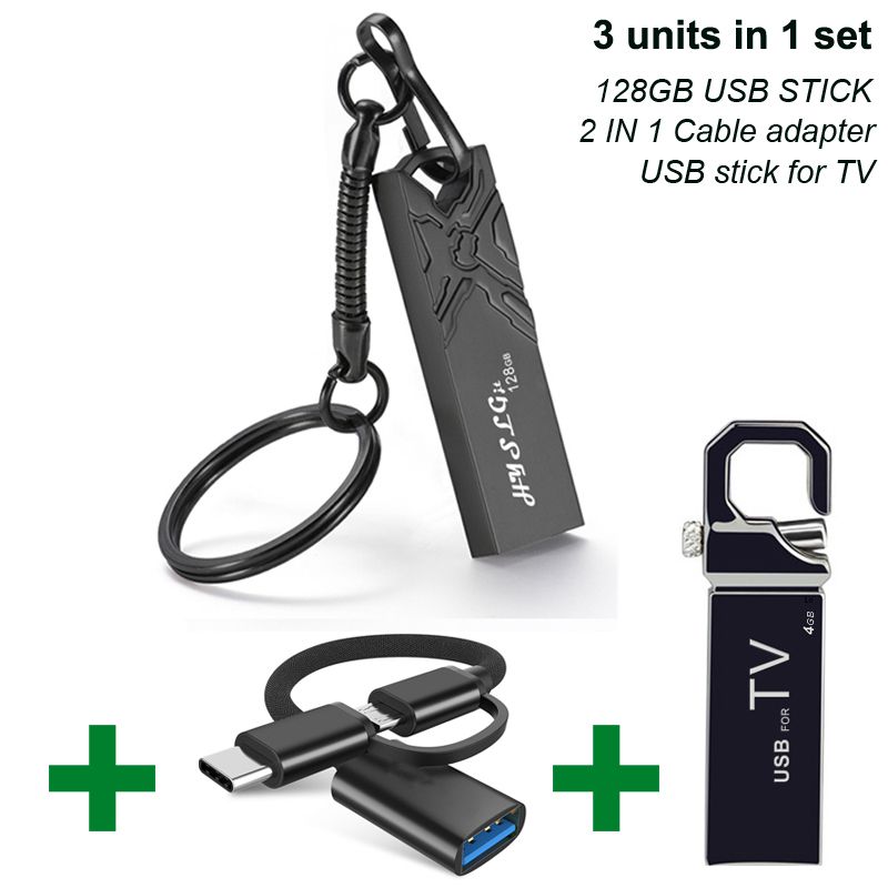128 GB OTG Usb Flash Drive  Adapter Type C 3 Units In 1 Set
