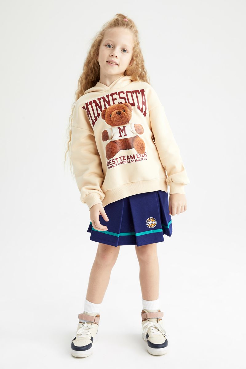 Girl Pleat Knitted Skirt -Blue