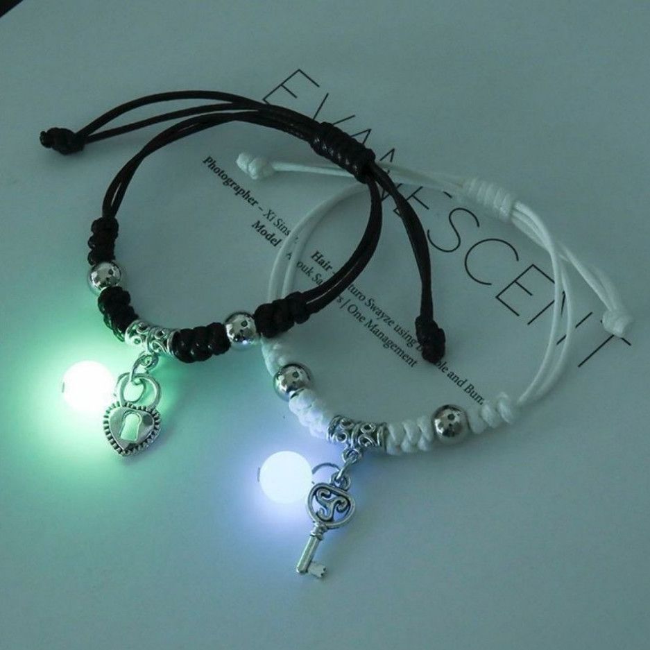 2Pcs/Set Couple Luminous Pearl Bracelets For Best Friends Lovers Valentines