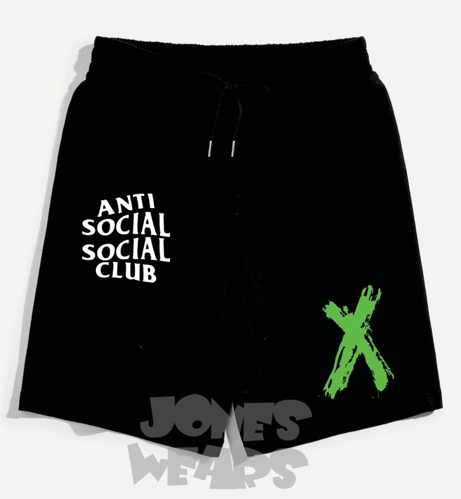 Anti Social Printed Casual Short Black