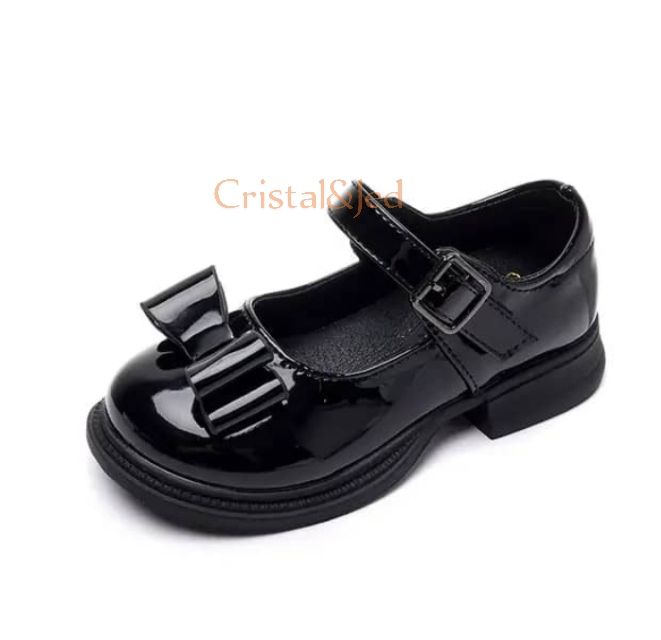 Exquisite Sturdy Girls Shimmer Shoe Black