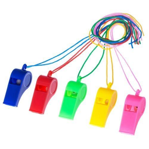40 Pieces Plastic Whistles With Lanyards For