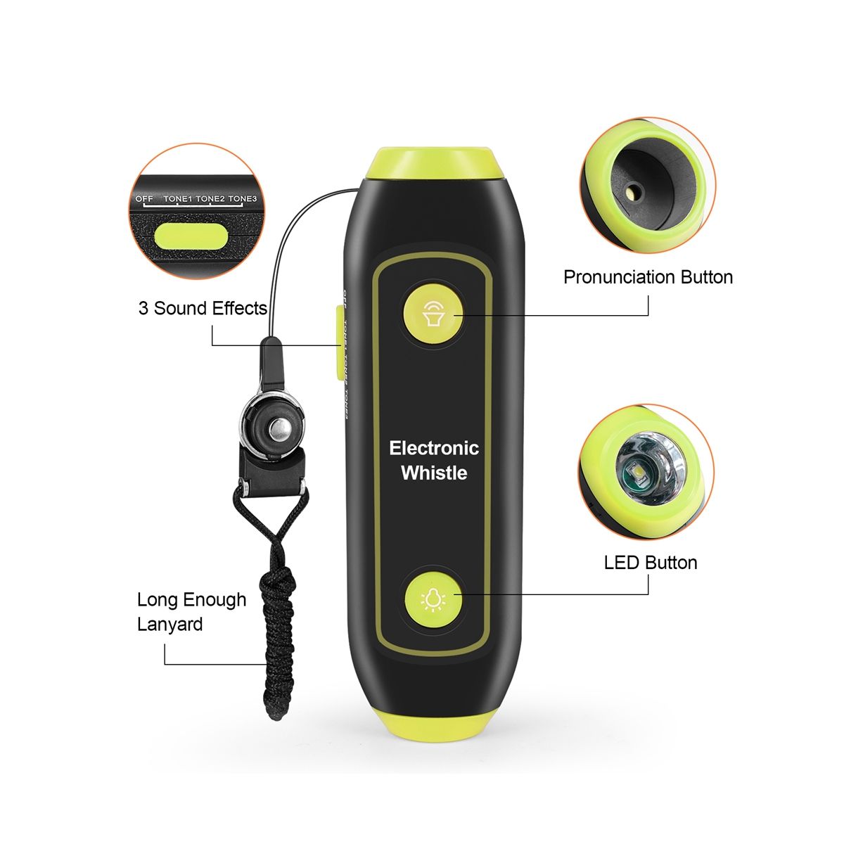 BasketballFootball Game Referee Whistle Camping Hiking Electronic Whistle for Emergency Tool Green Yellow