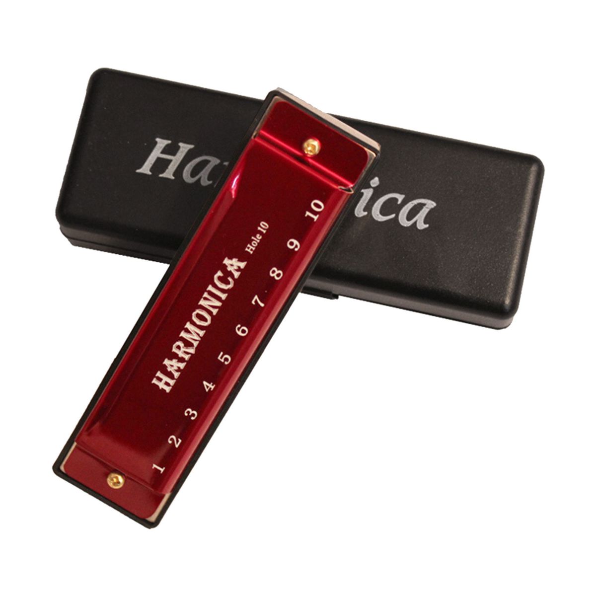 Portable Harmonica 10 Holes Key C Blues Harp Mouth Organ Diatonic Red