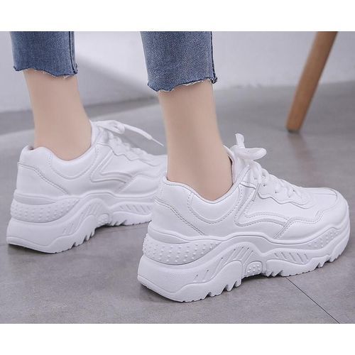 Unisex Trendy White Lace Up Sport Canvas